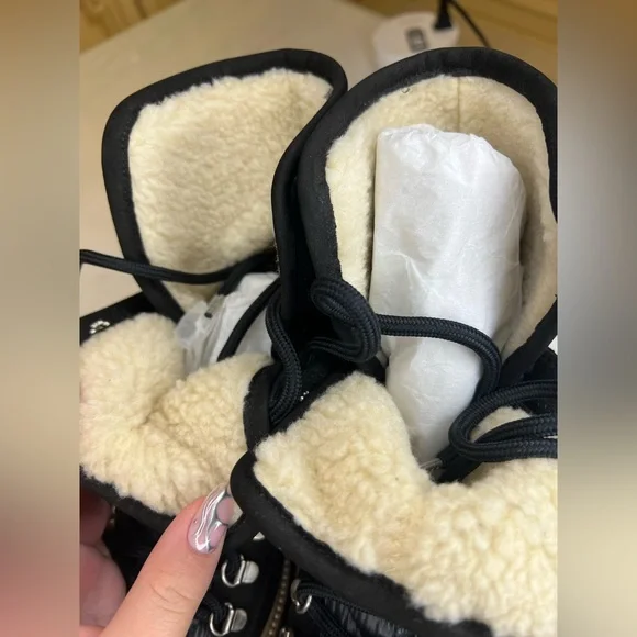 GANNI WOMEN’S QUILTED HIKING BLACK LACE UP BOOTS SZ EU39 - Picture 10 of 12